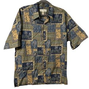 RARE VTG 90s Tori Richard Cotton Lawn Palm Trees Hawaiian Shirt Sz L Made In USA